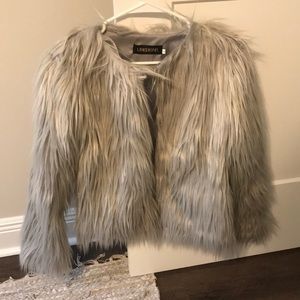 Grey faux fur coat